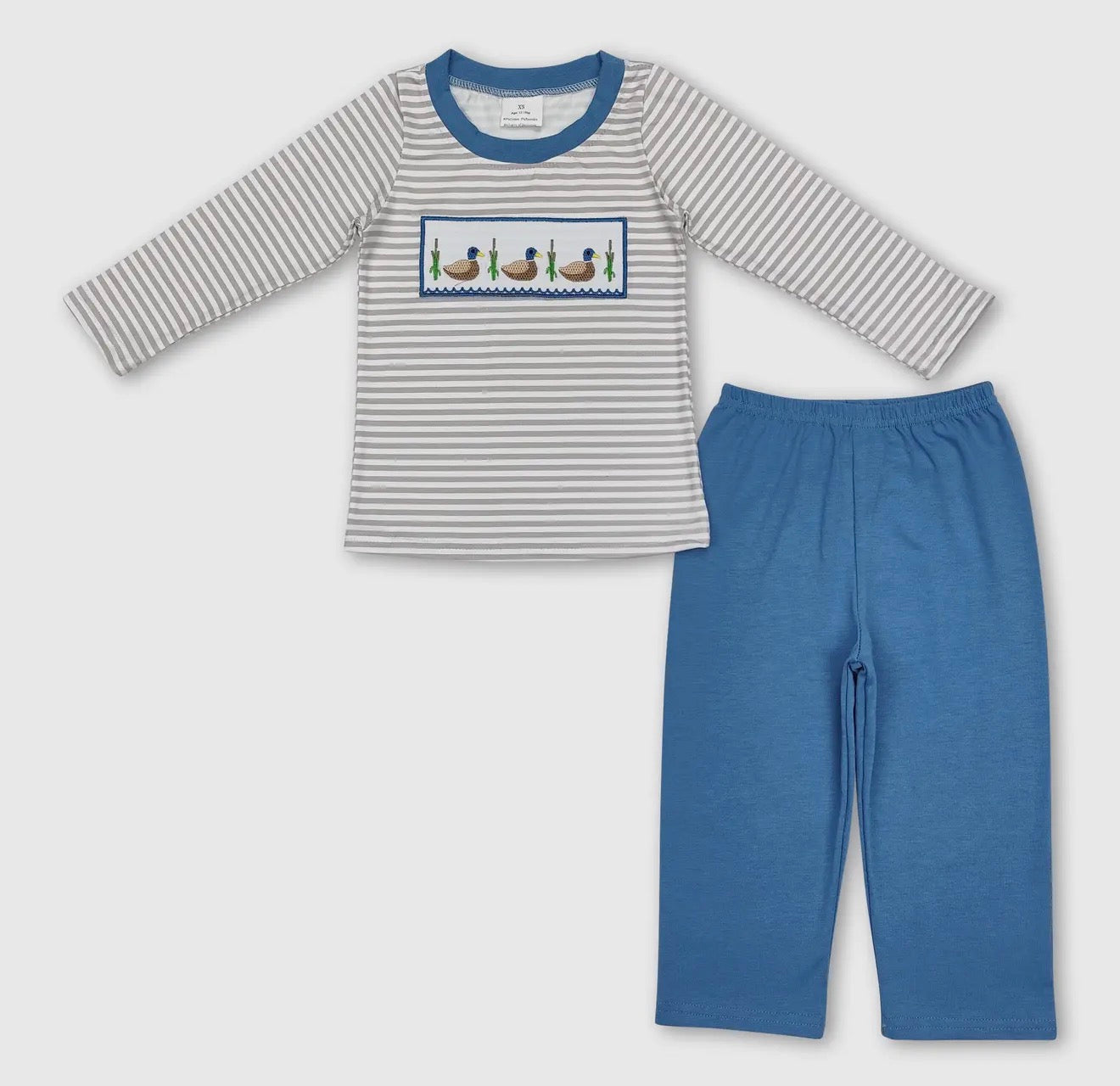 Duck Embroidered Pants Set