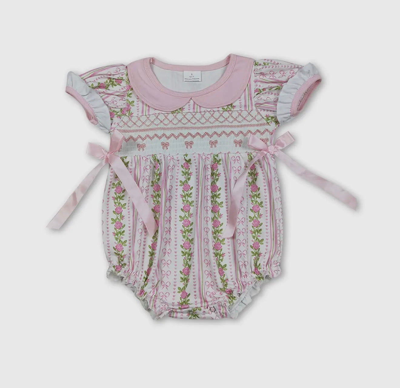 Smocked Floral Bow Bubble