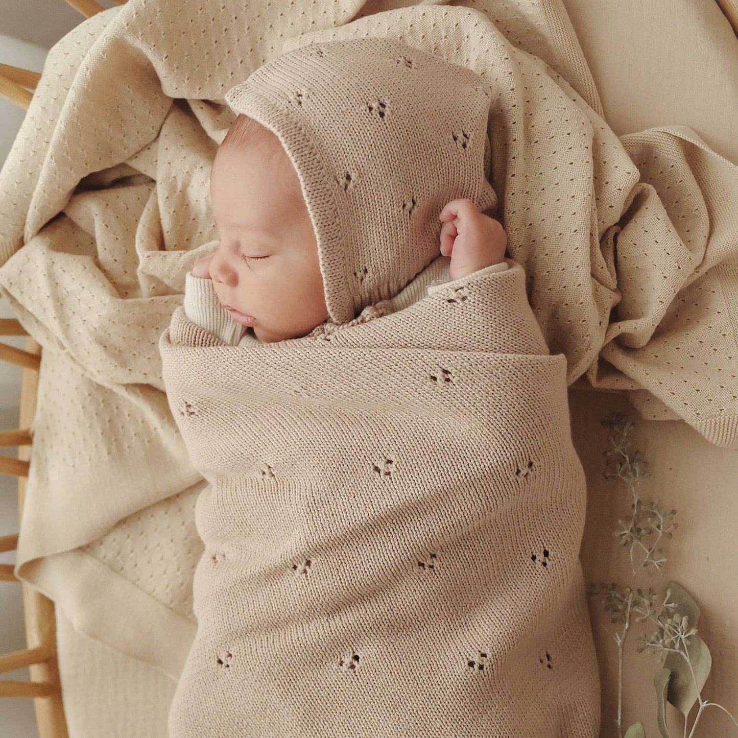 100% Organic Cotton Pointelle Baby Blanket
