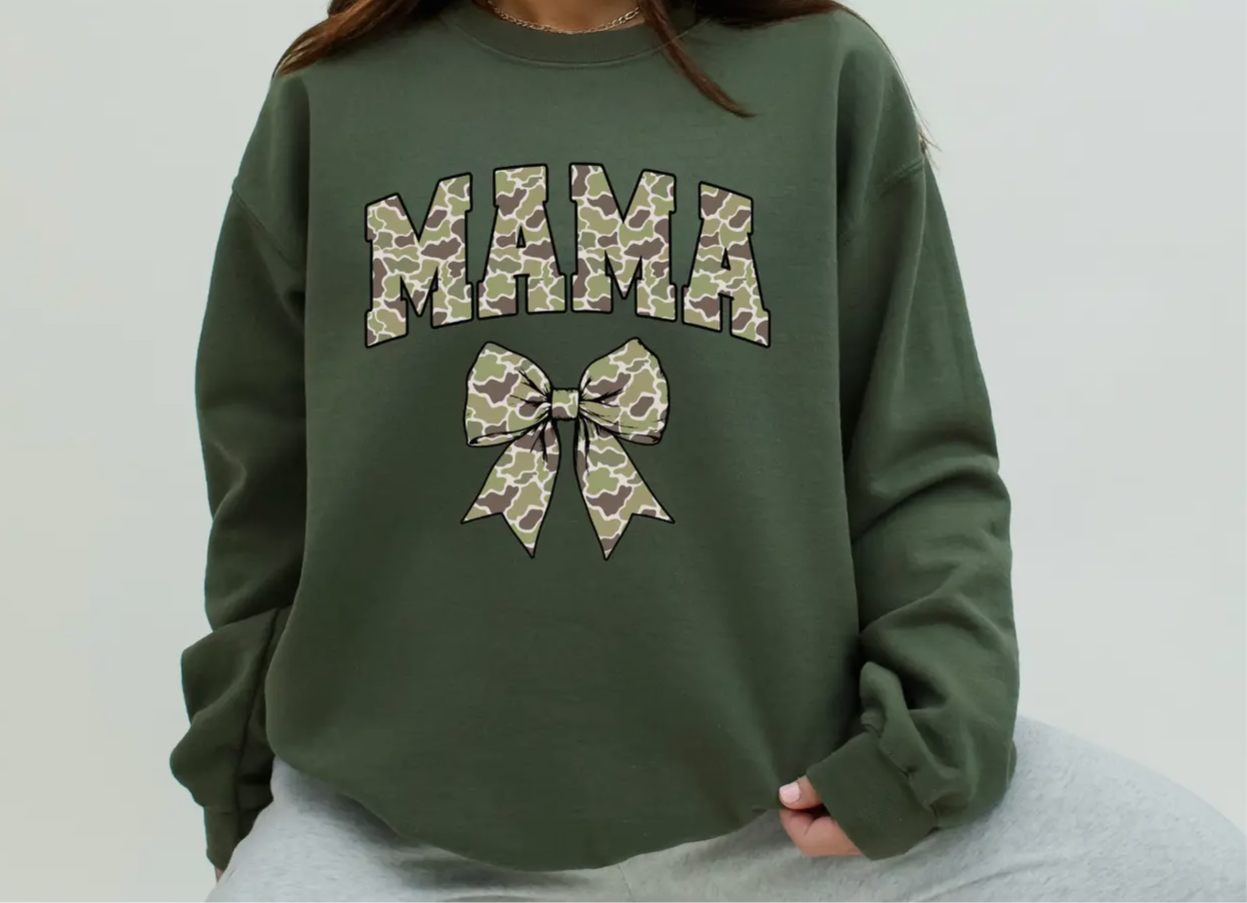 Mama Camo Bow Sweatshirt