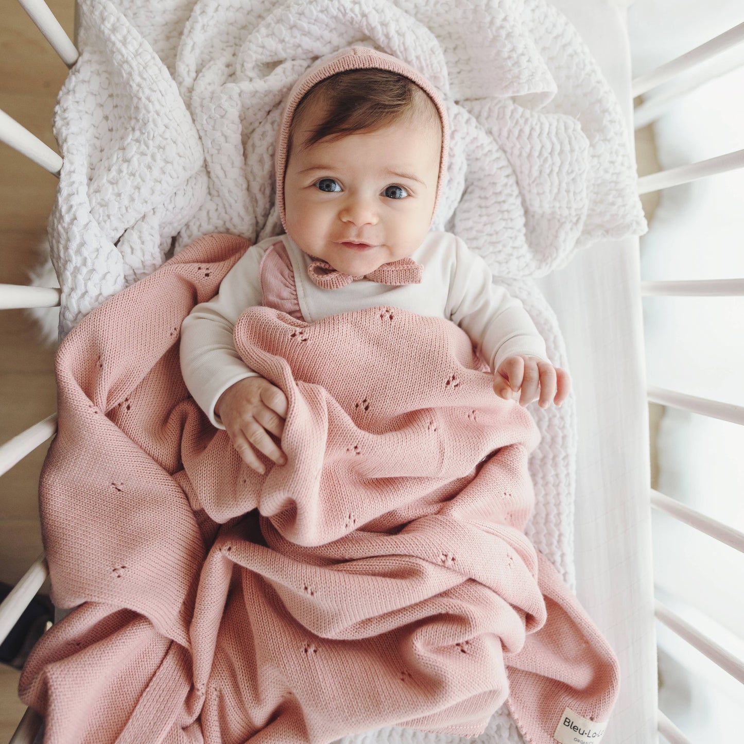 100% Organic Cotton Pointelle Baby Blanket
