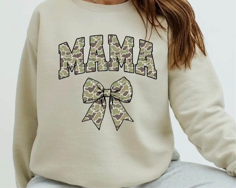 Mama Camo Bow Sweatshirt