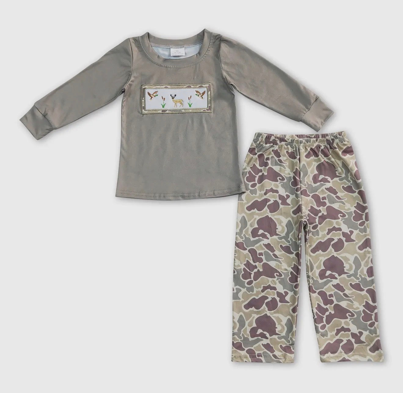 Deer Embroidered Pants Set