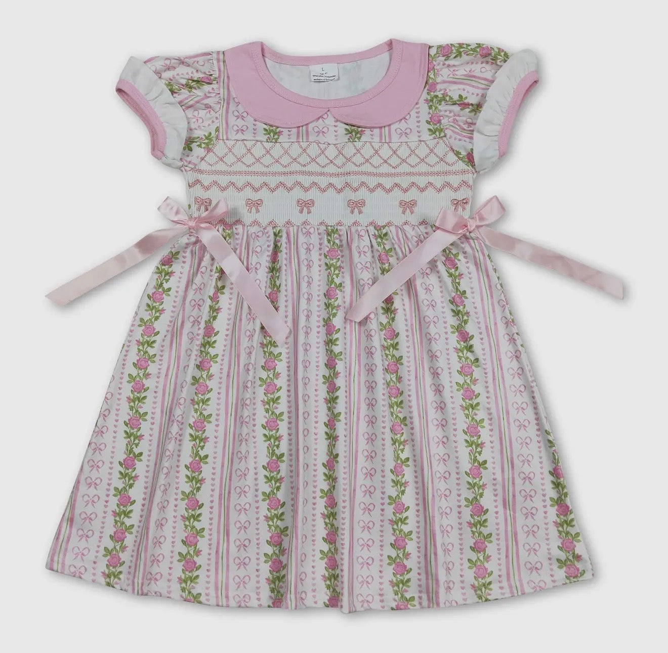 Smocked Floral Bow Dress