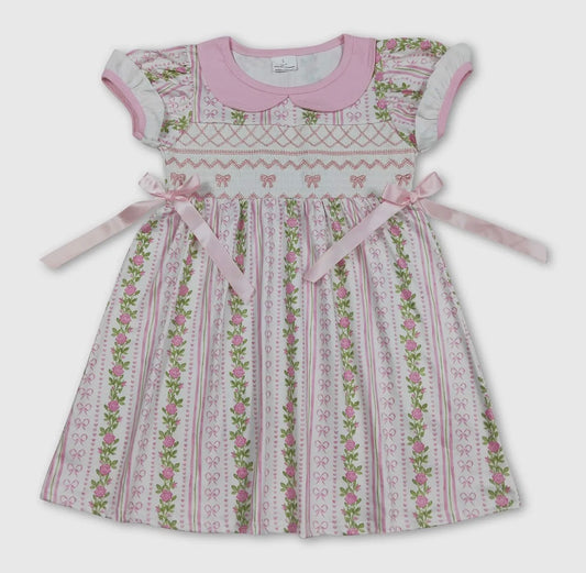 Smocked Floral Bow Dress