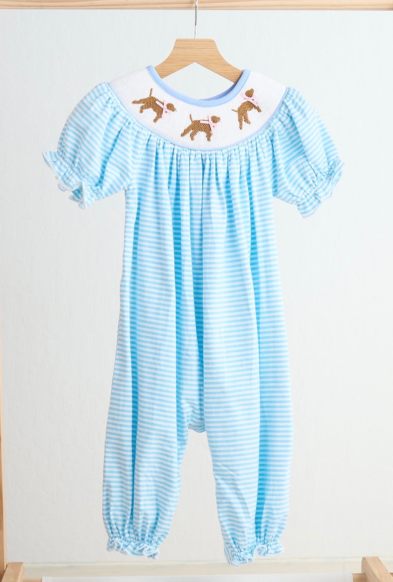 Puppy Hand Smocked Romper