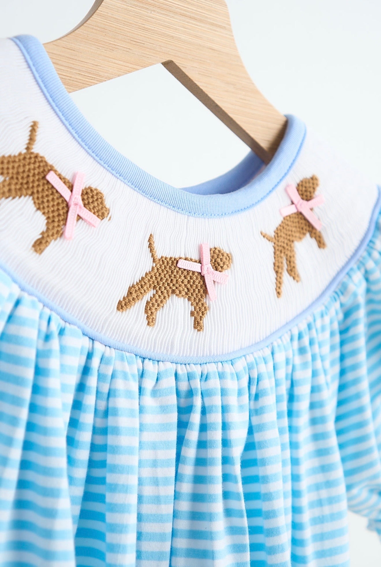 Puppy Hand Smocked Romper