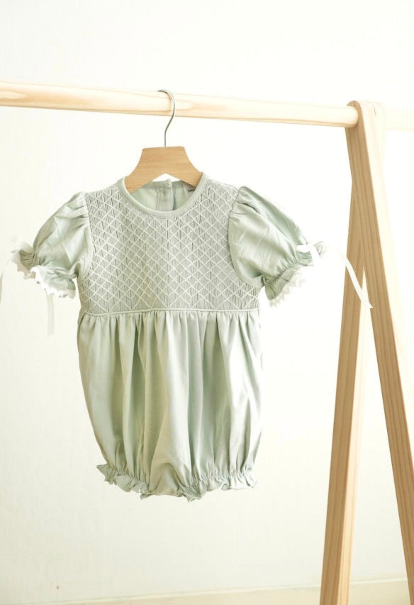 Sage Hand Smocked Bubble