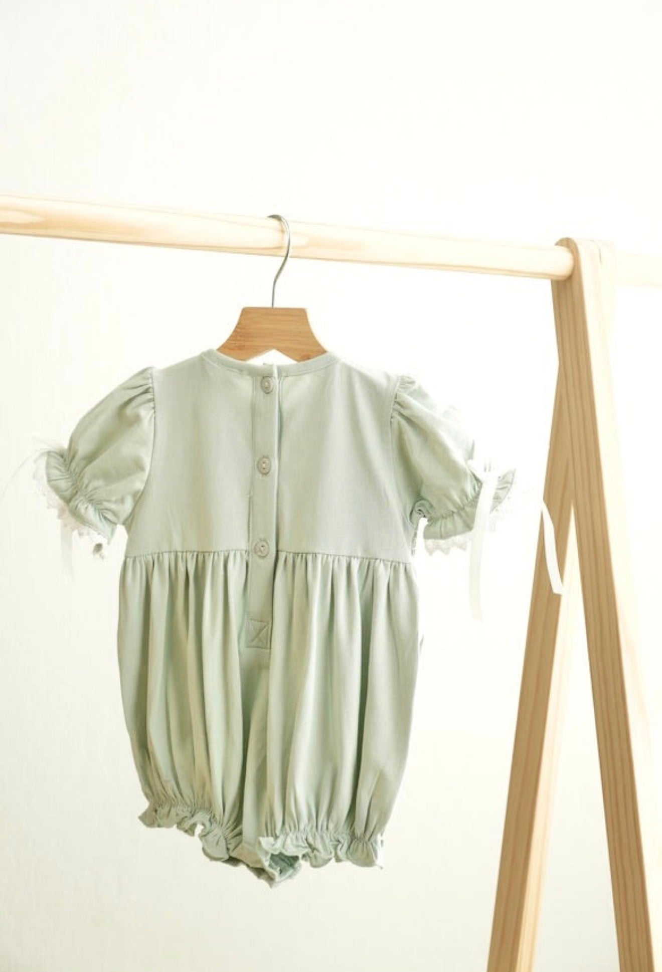 Sage Hand Smocked Bubble