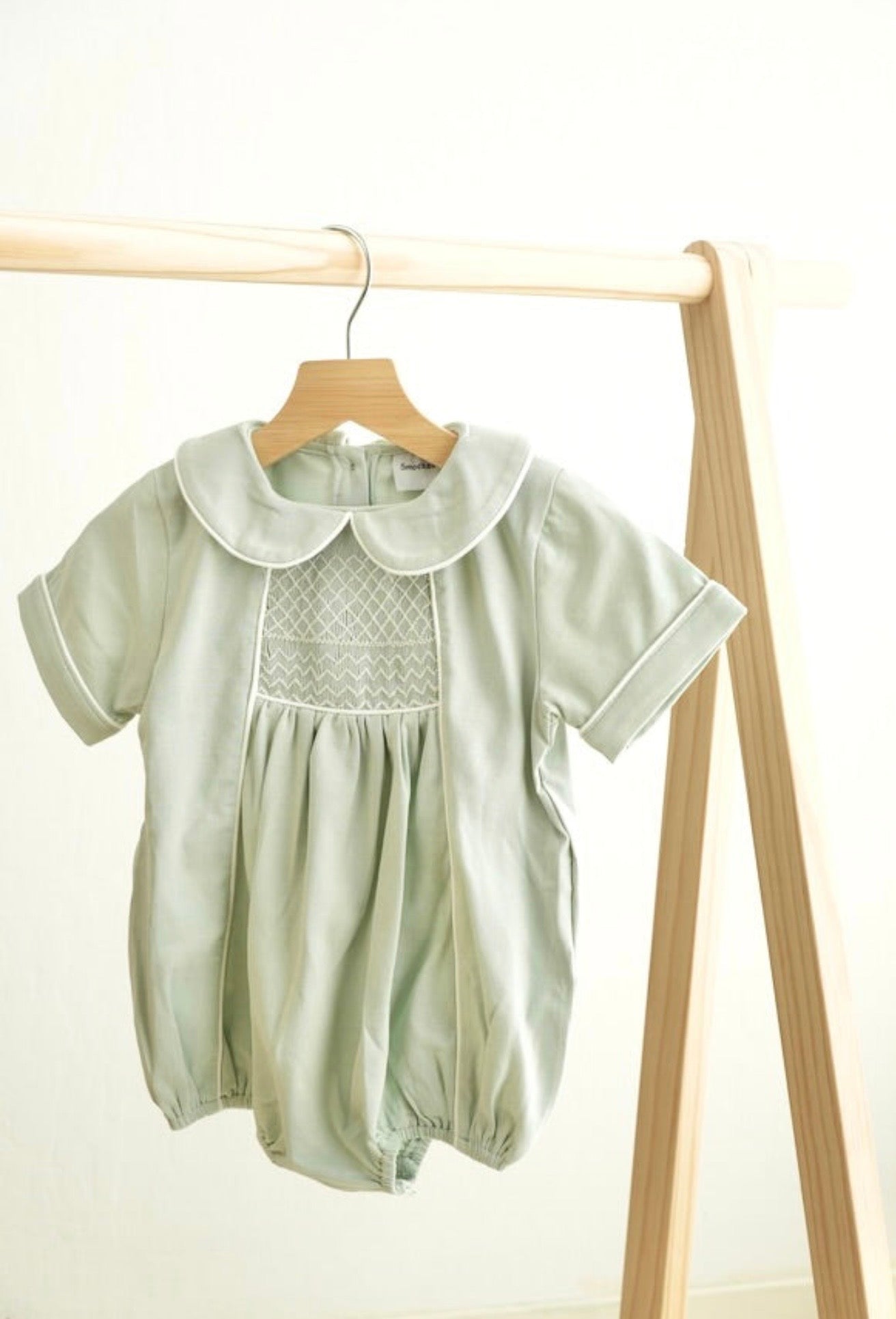 Sage Hand Smocked Bubble