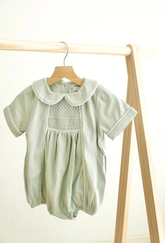 Sage Hand Smocked Bubble