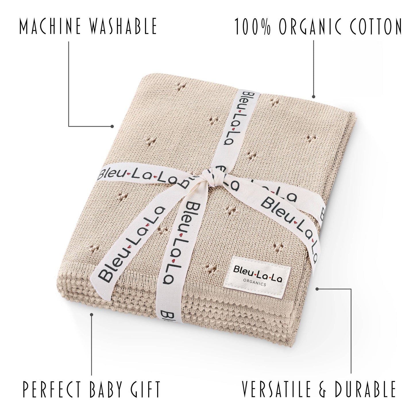 100% Organic Cotton Pointelle Baby Blanket